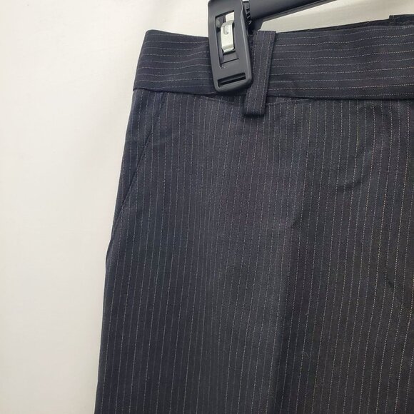DKNY Womens Y2K Black Tan Pinstripe Wool Blend Flat Front Dress Pants Trousers 6 - Picture 2 of 7